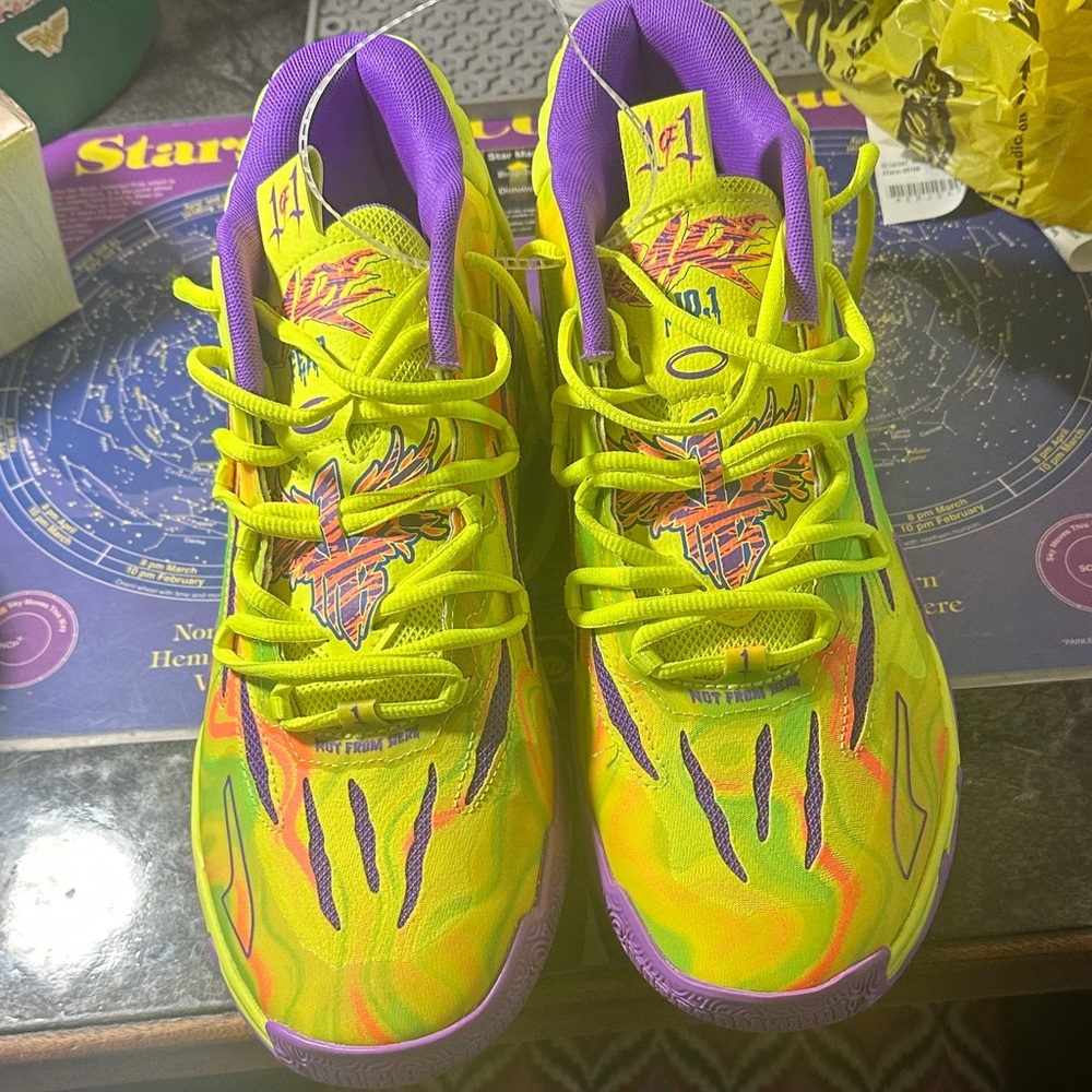 Puma Neon Yellow and Purple Sneakers